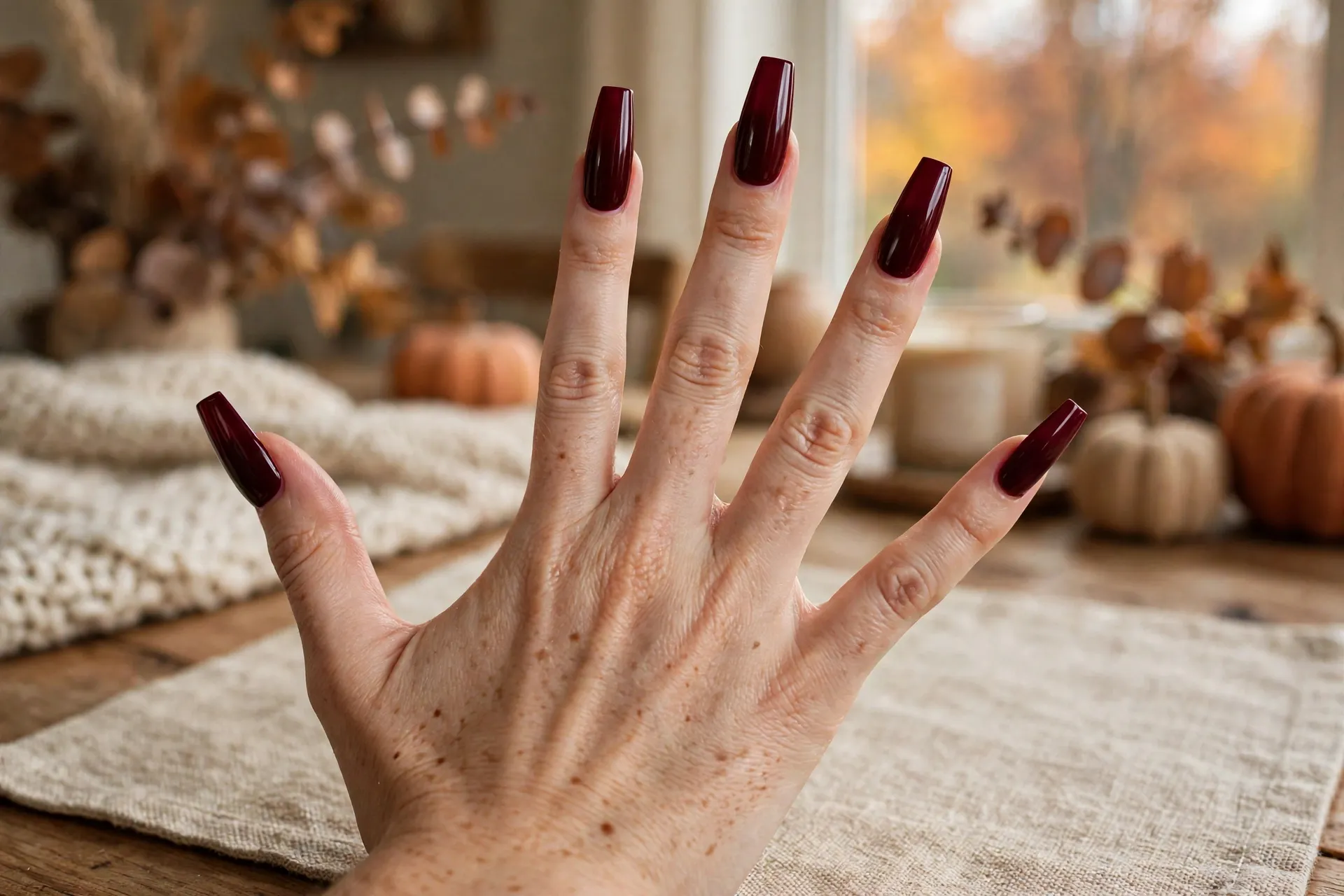 1. Long Burgundy Stiletto-Ballerina