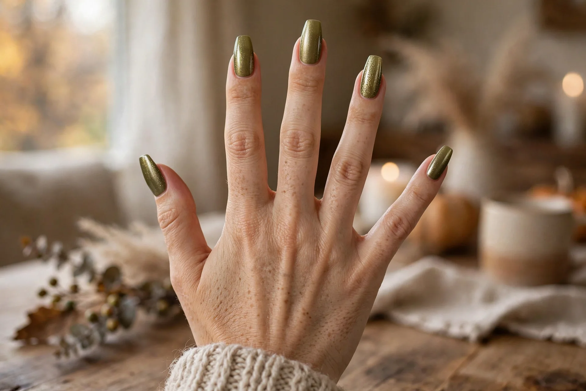 7. Short Olive Shimmer