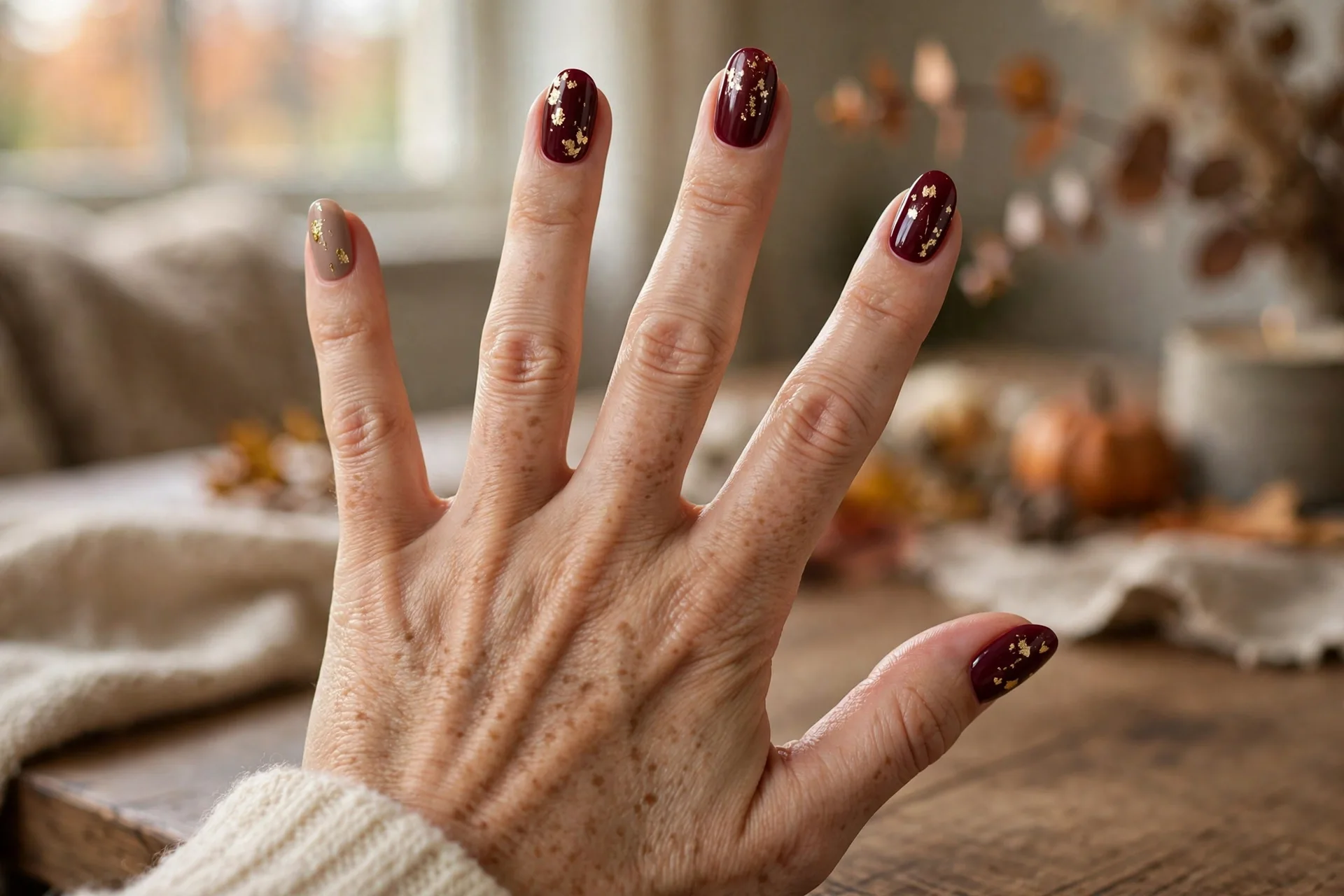 4. Burgundy Accent Nail