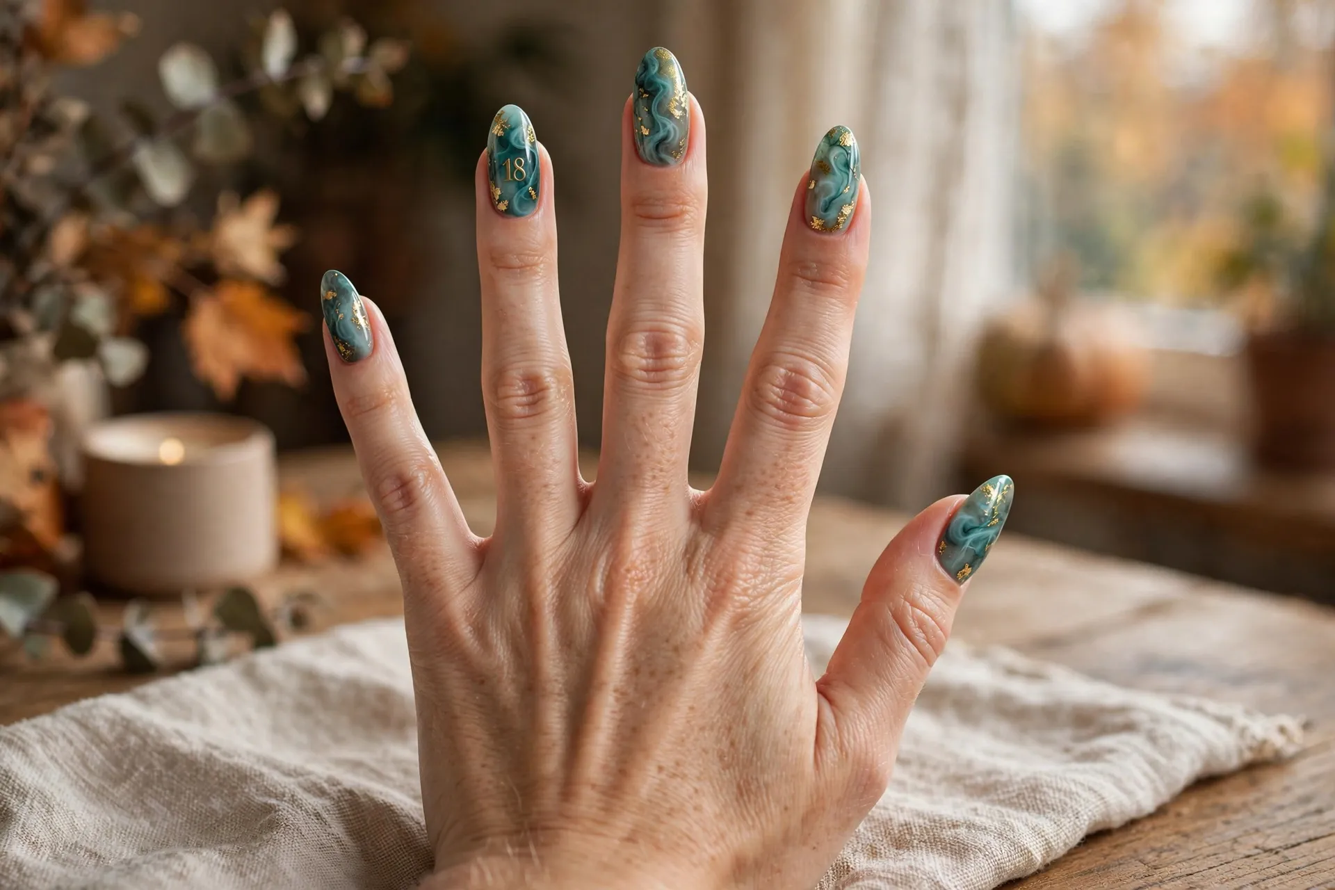 18. Teal Smoke and Gold