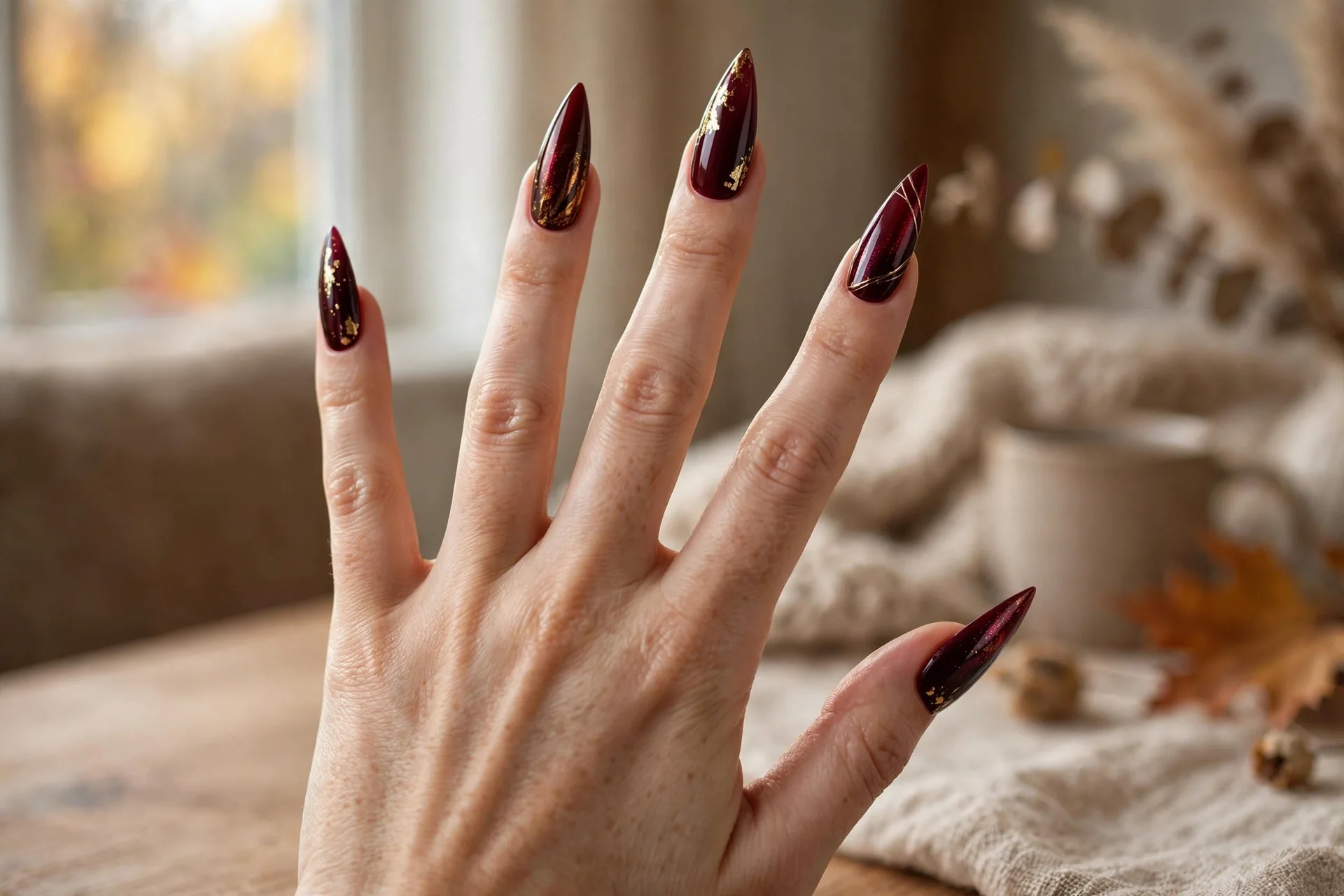 3. Burgundy Stiletto Drama