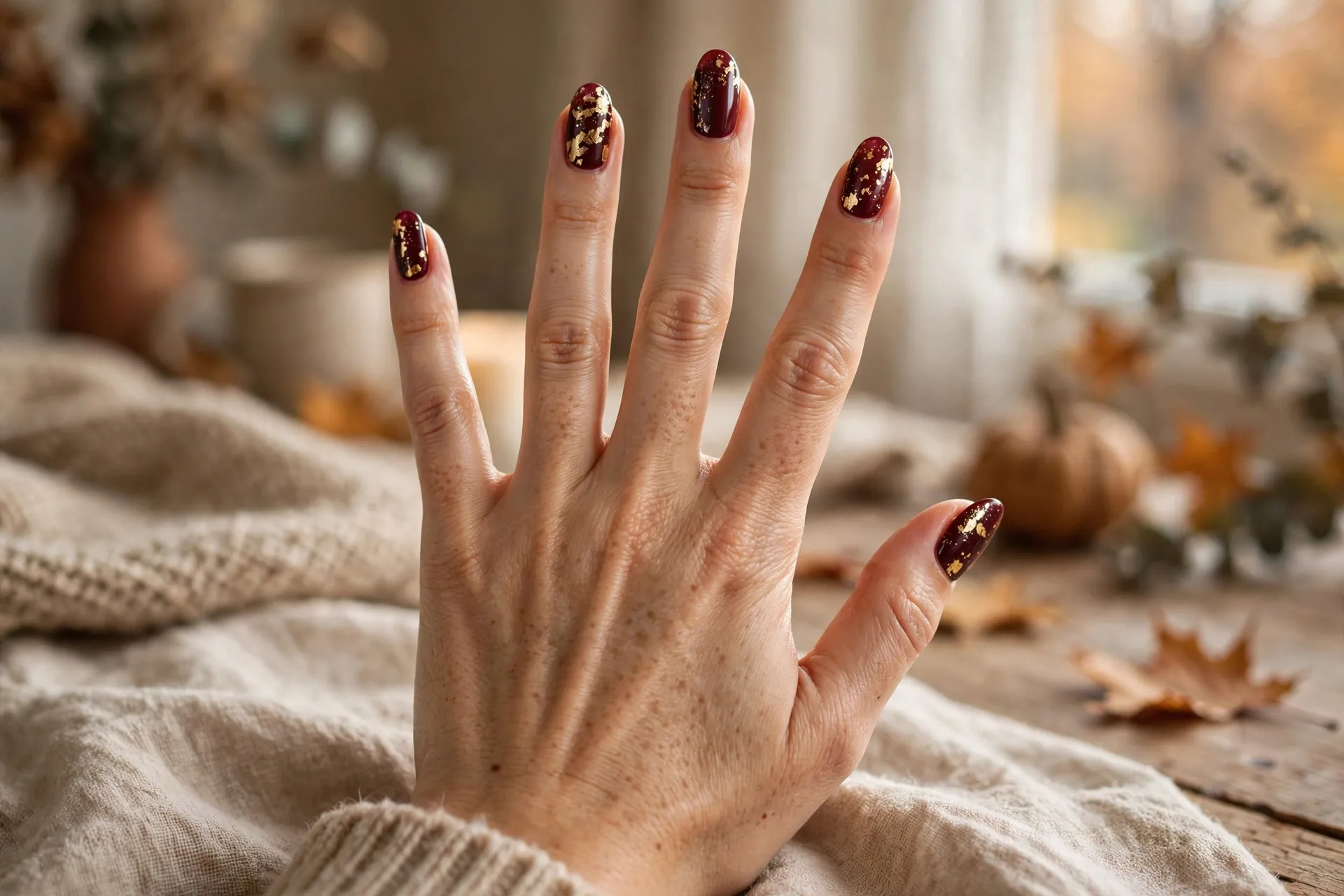 1. Burgundy and Gold Foil