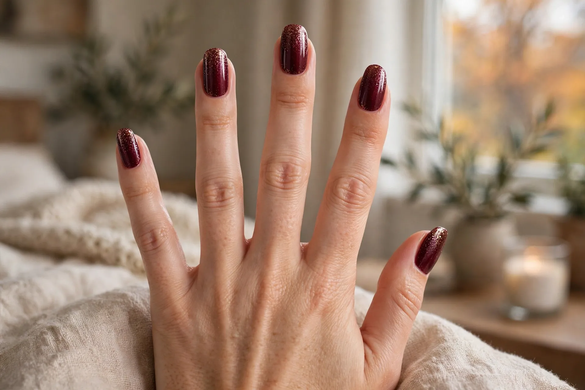 11. Burgundy Glitter Fade