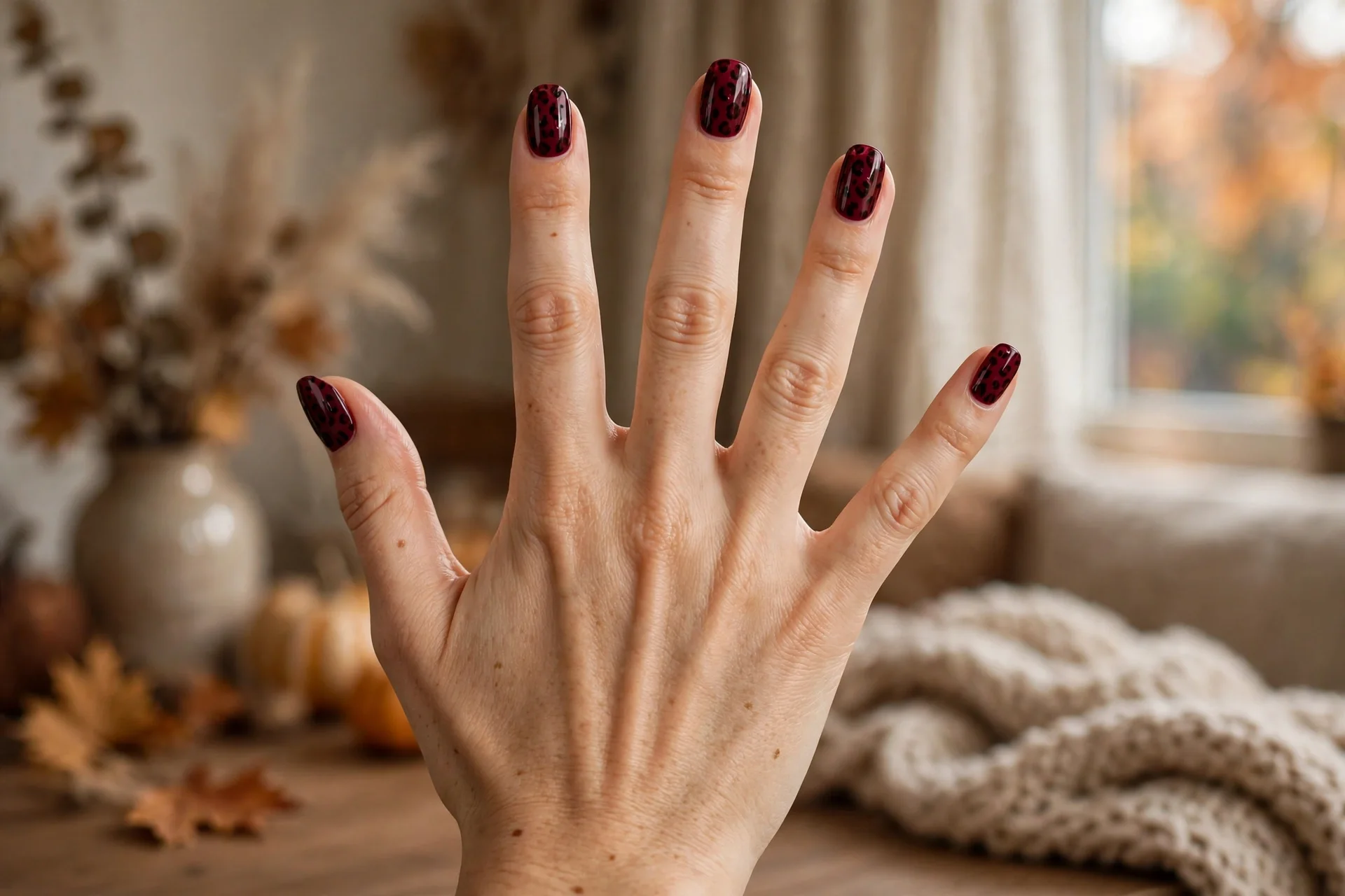12. Burgundy Animal Print