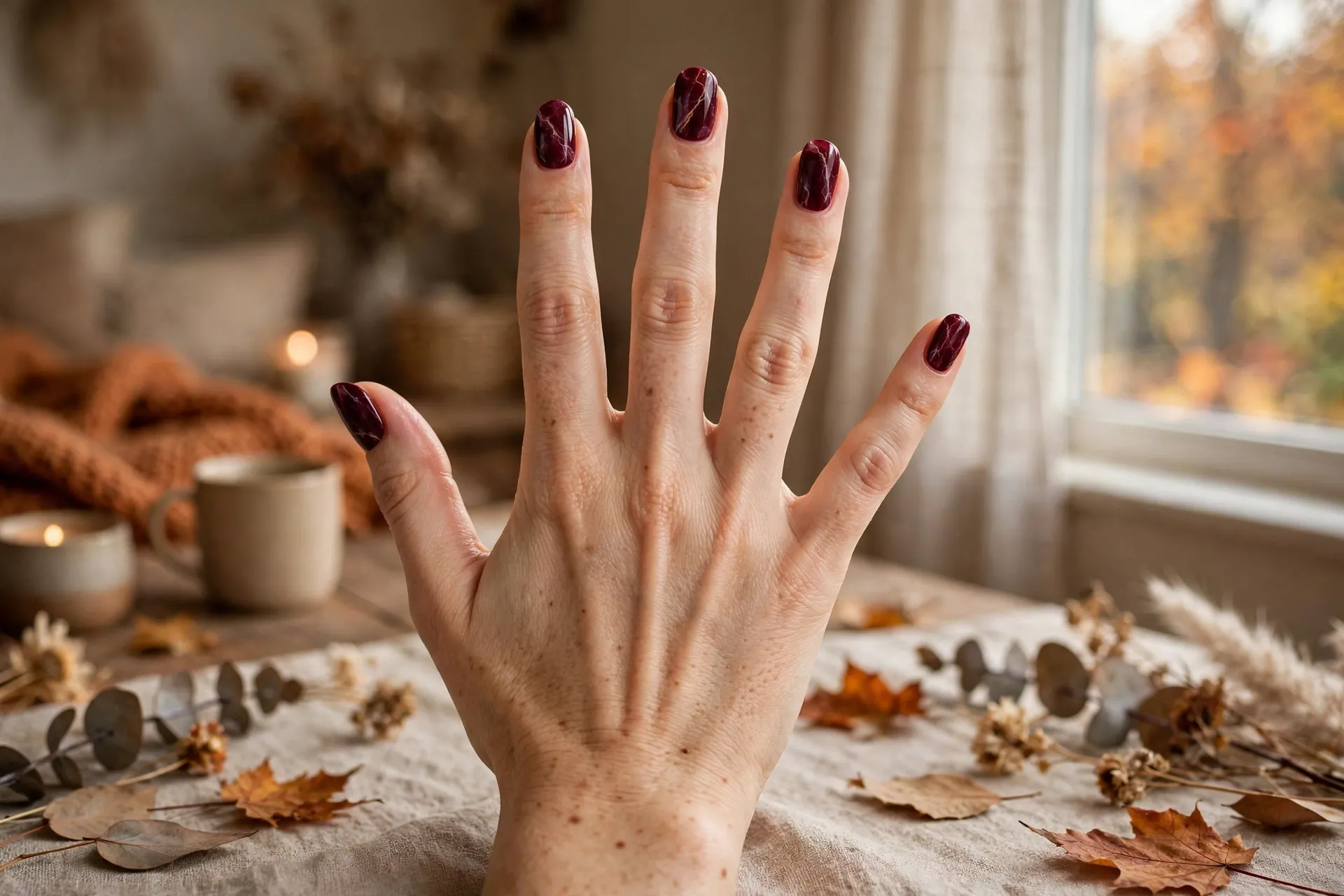 3. Burgundy Marble Veins