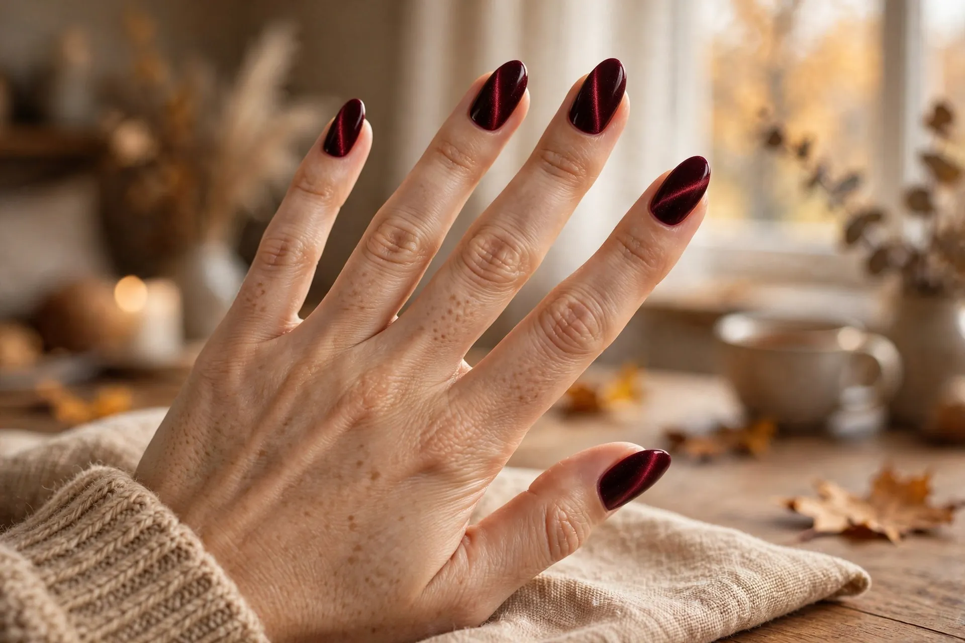 8. Burgundy Velvet Cat-Eye