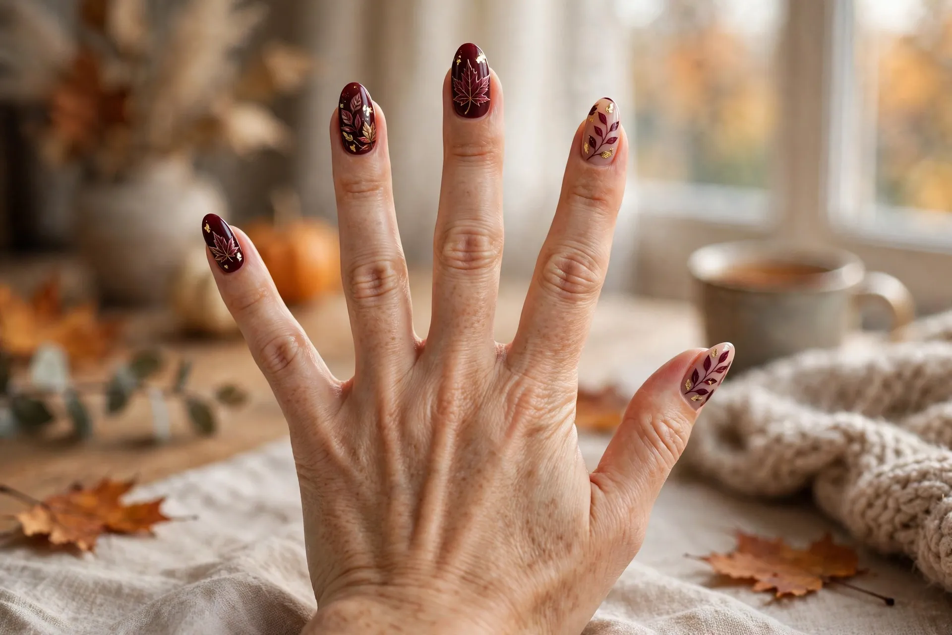 9. Burgundy Leaf Art