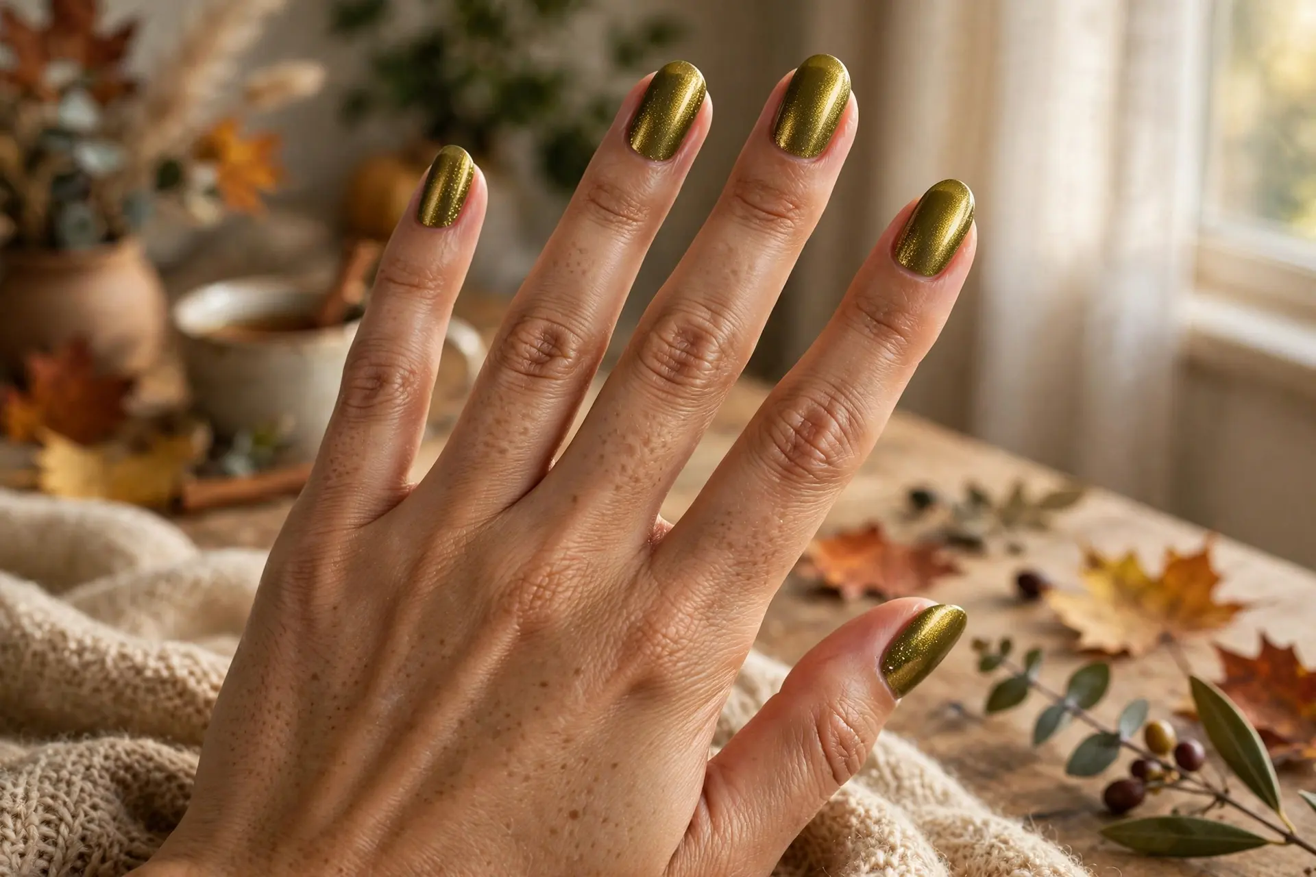 7. Golden Olive Shimmer