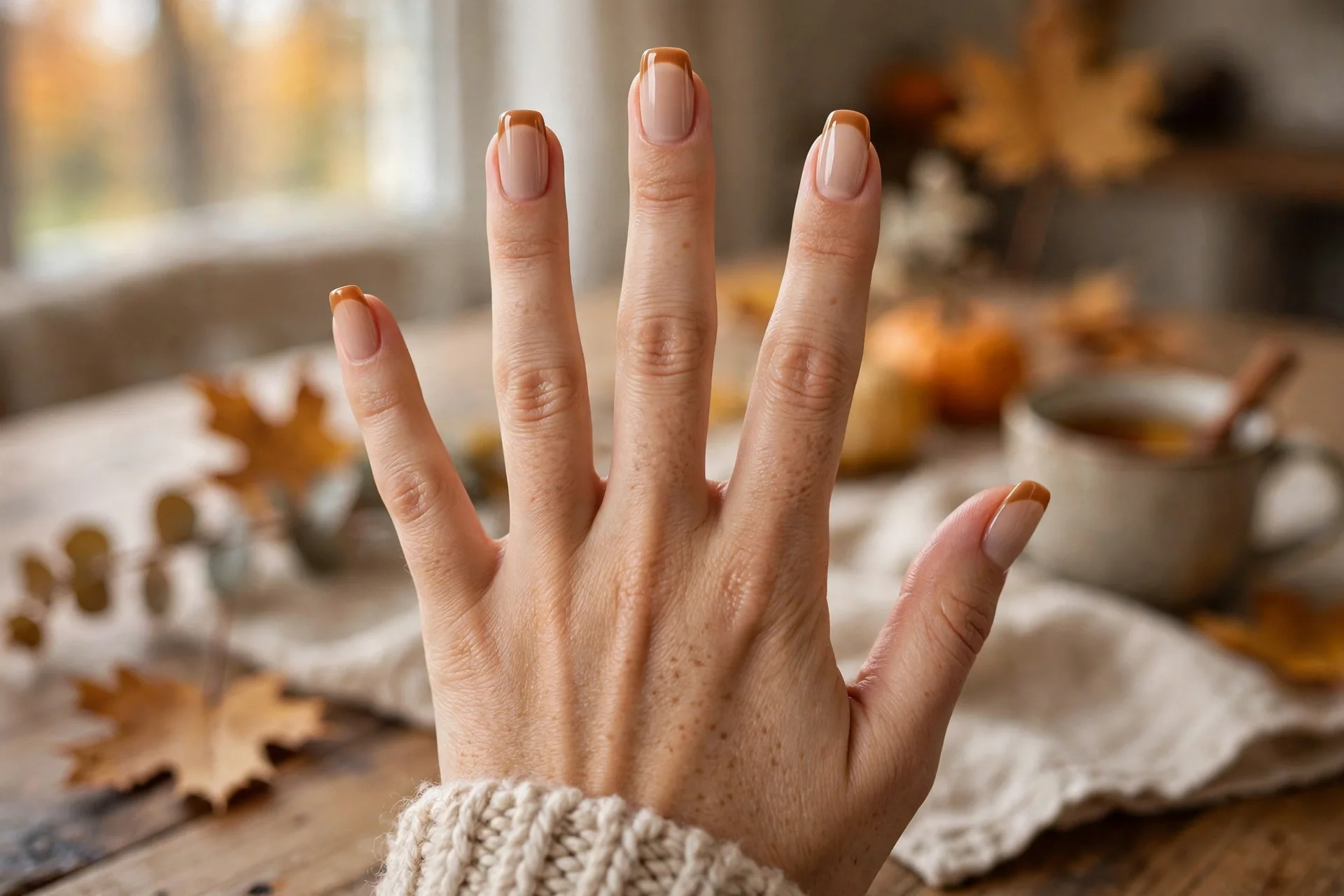 11. French With Caramel Tips