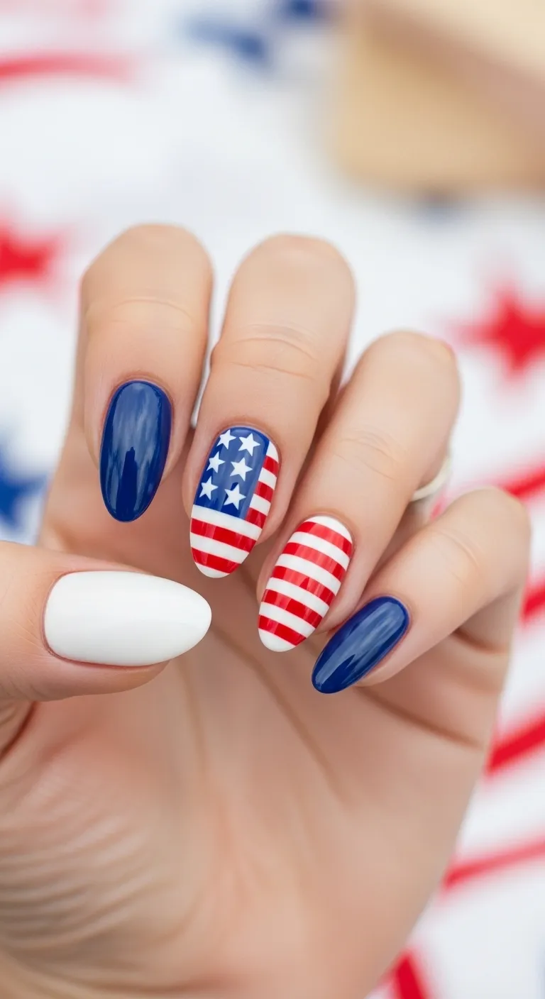 American Flag Accent Nail
