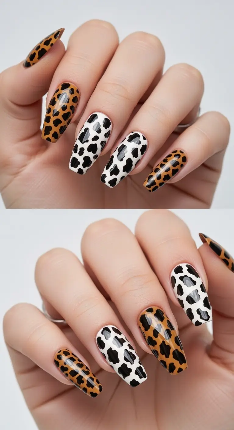 Animal Print Almond Nails