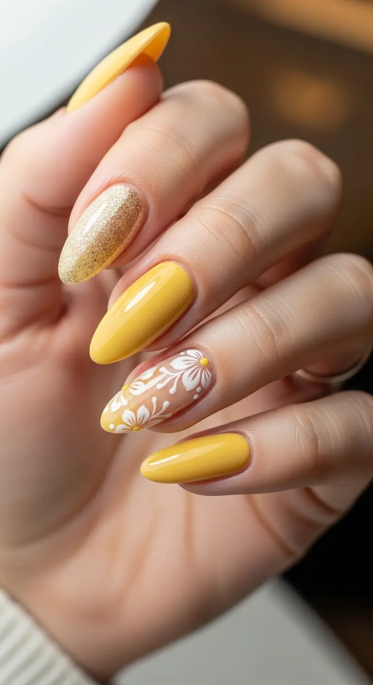 Butter Yellow Almond Nails