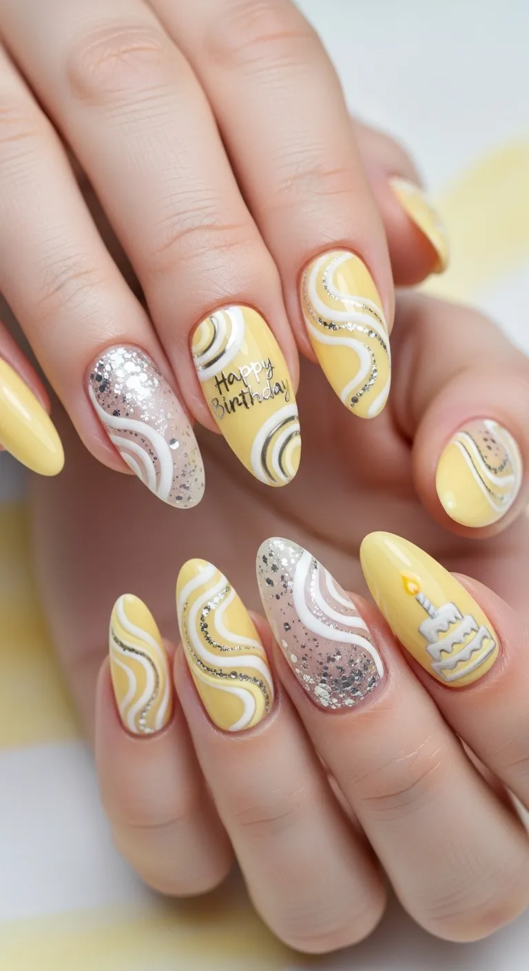 Butter Yellow & White Swirls