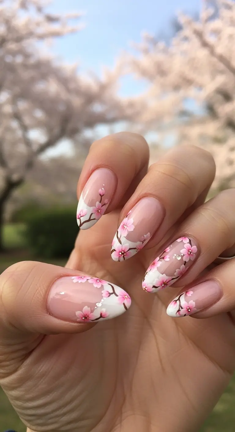 Cherry Blossom French Tips