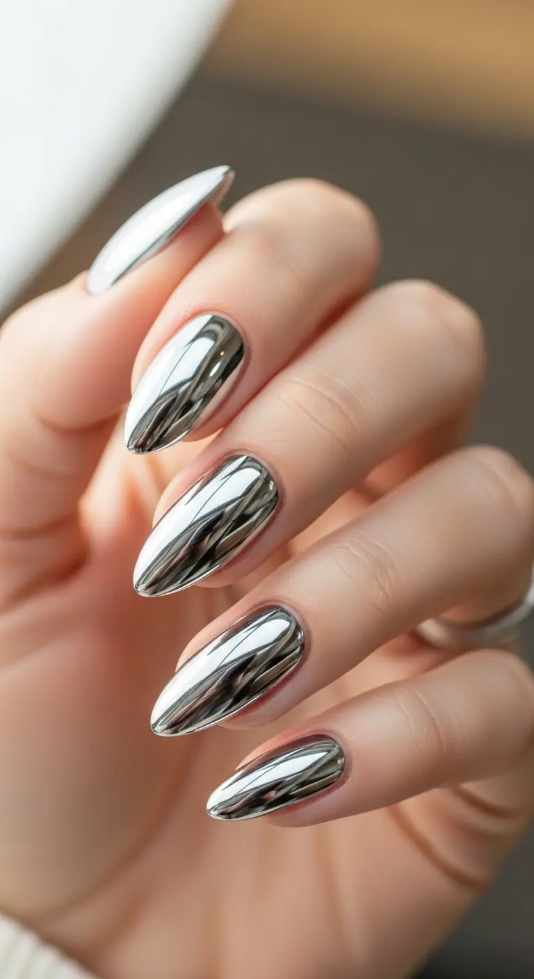 Chrome Almond Nails