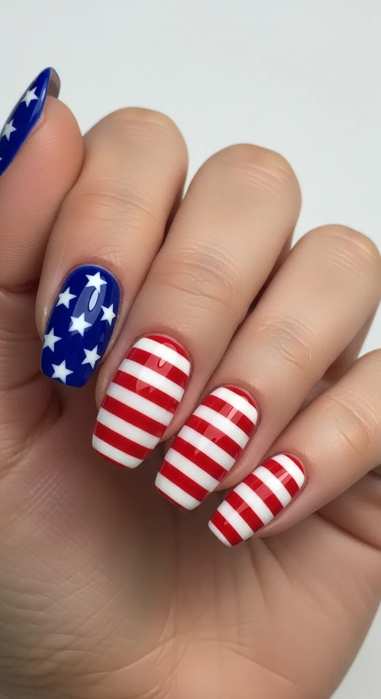 Classic Stars and Stripes Nails