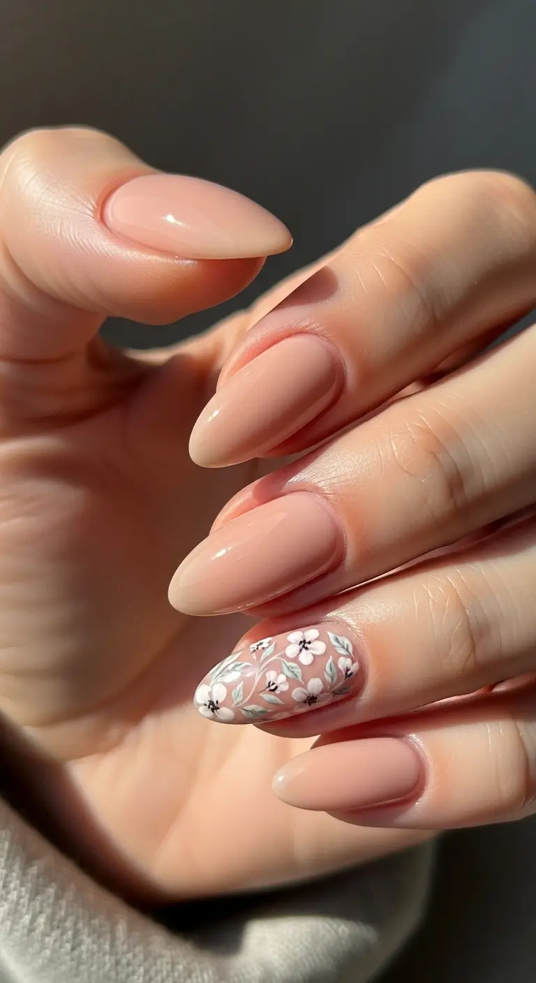 Delicate Floral Accent on Nude