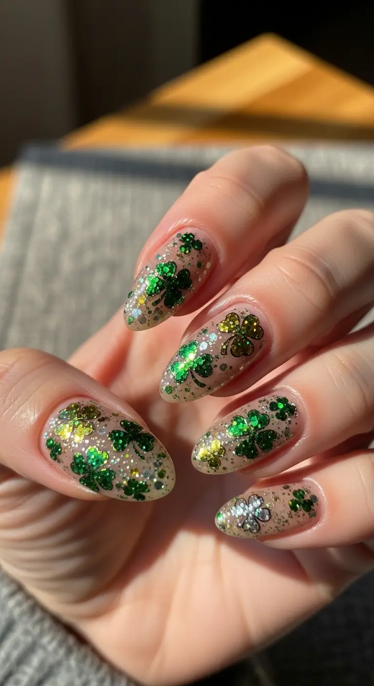 Glitter Clover on Neutral Base