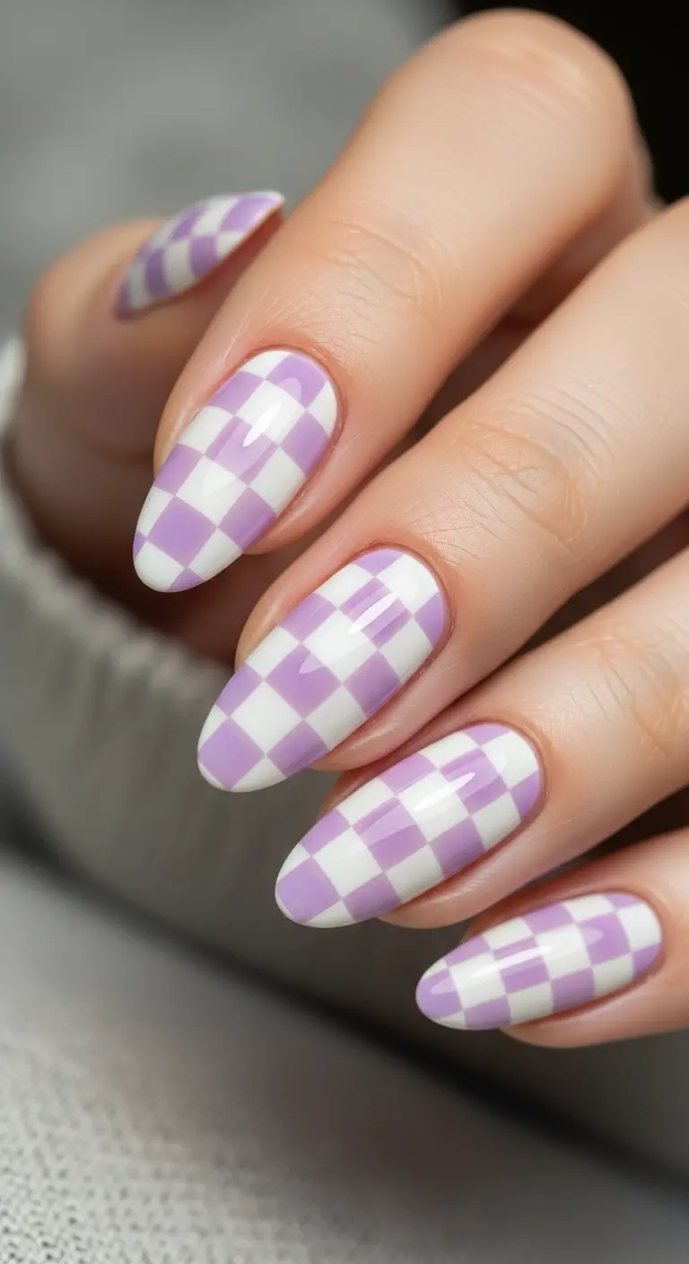 Lilac and White Checkerboard