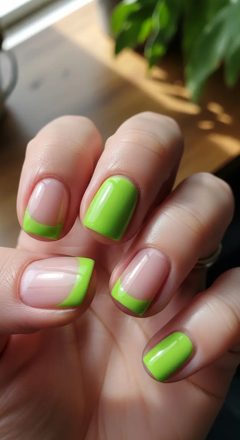 Lime Green Half-Moon Manicure