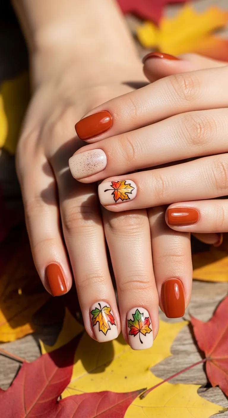 Maple Leaf Accent Nails