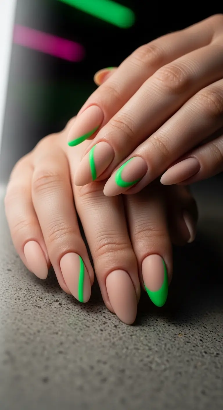 Neon Green Accent with Nude Base