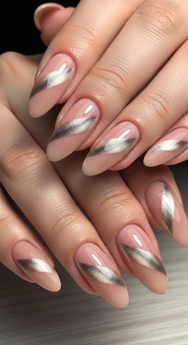 Neutral Cat-Eye Gel Nails