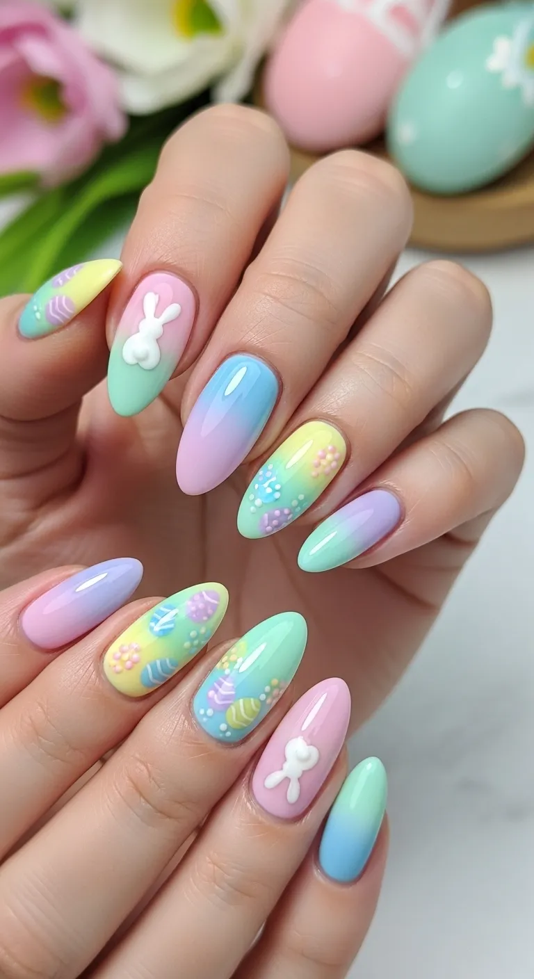 Pastel Rainbow Nails