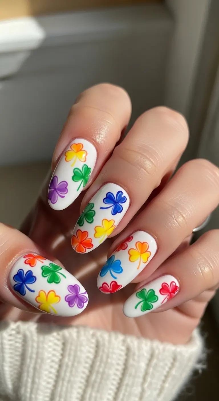 Rainbow Shamrocks on White