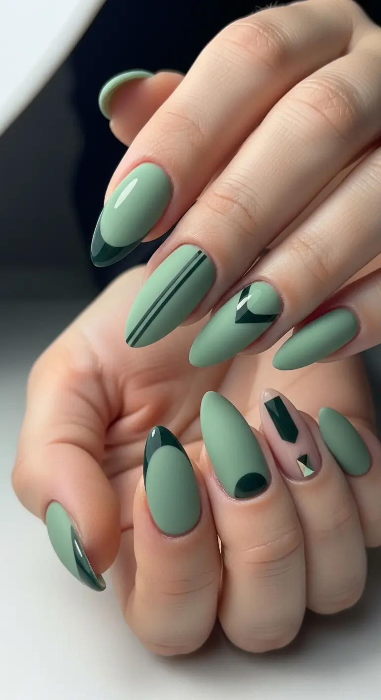 Sage Green Matte with Glossy Accents