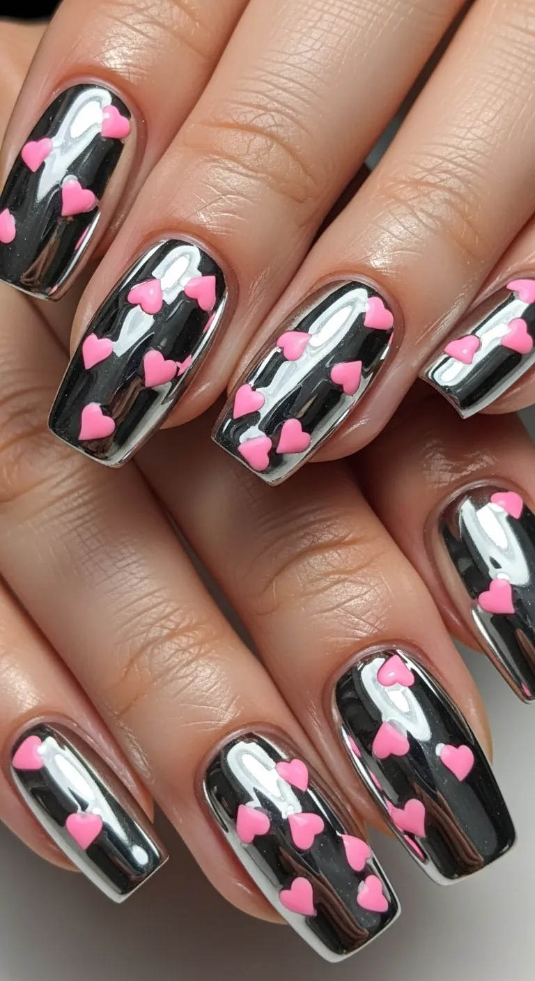 Silver Chrome + Pink Hearts