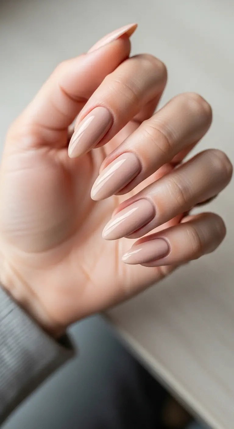 Simple Nude Almond Nails