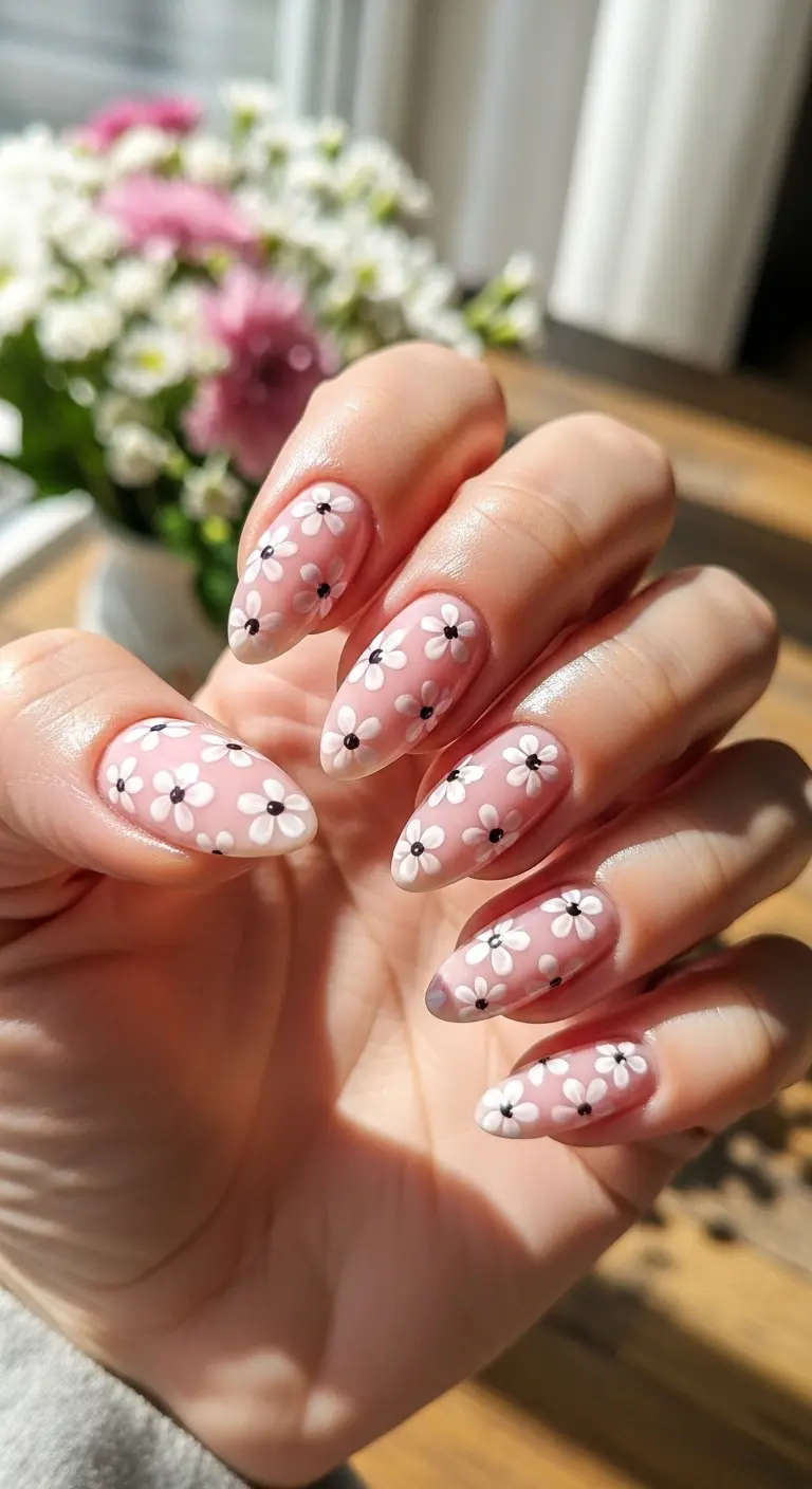 Soft Pink with White Flowers