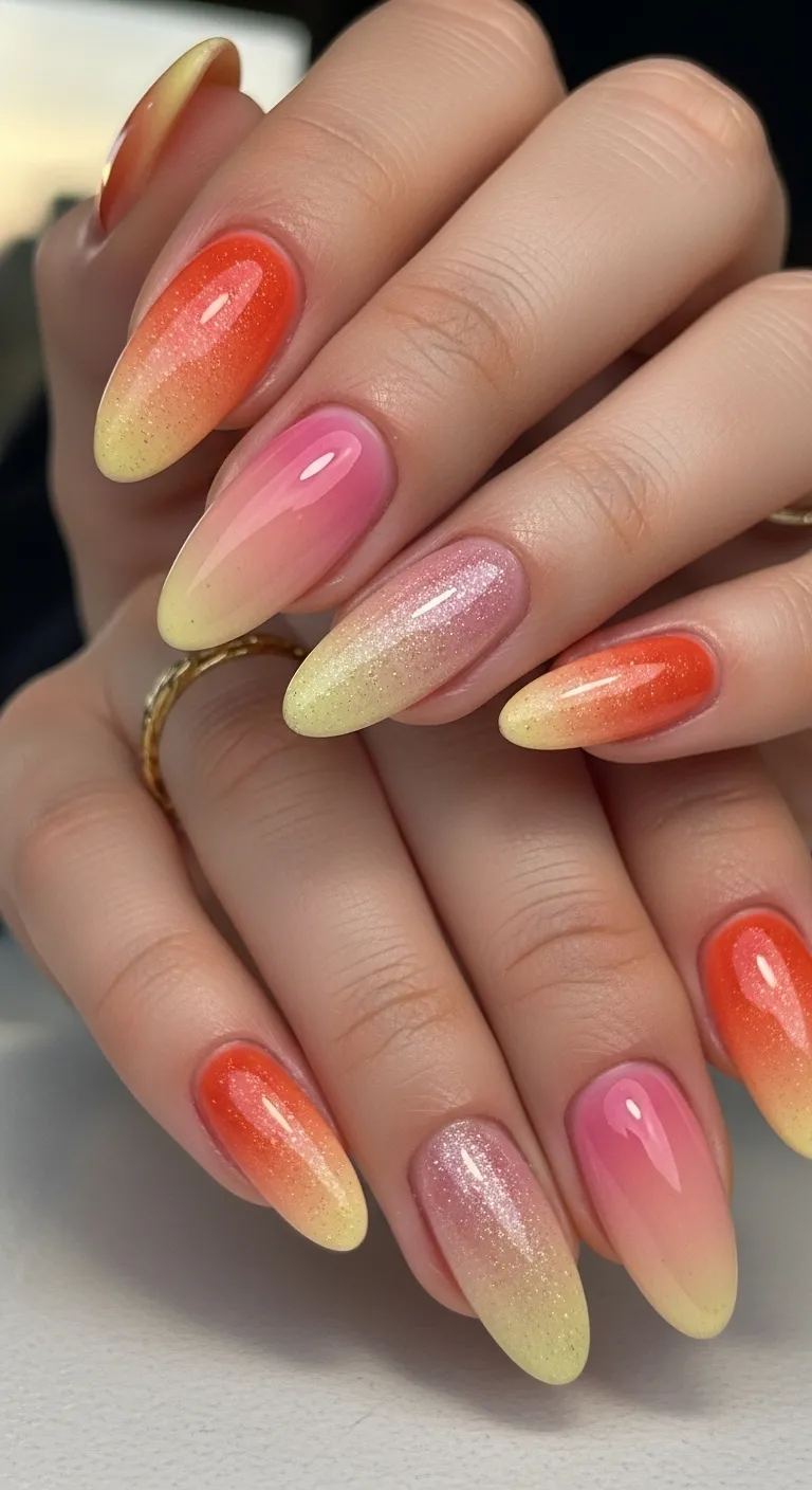  Sunset Ombre Nails