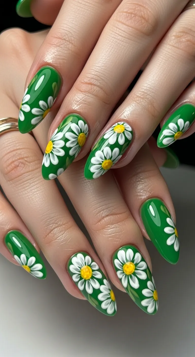 White Daisies on Green