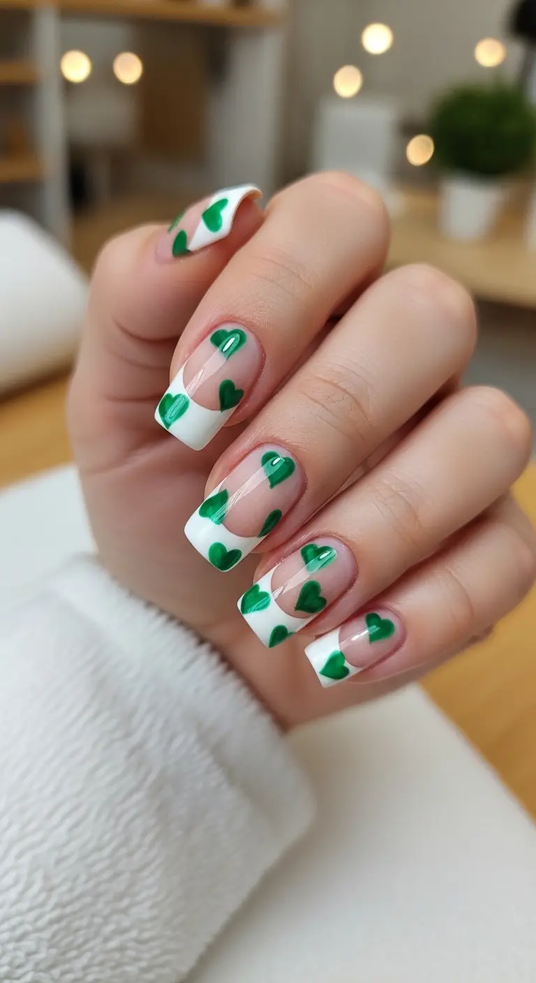 White Tips with Green Hearts