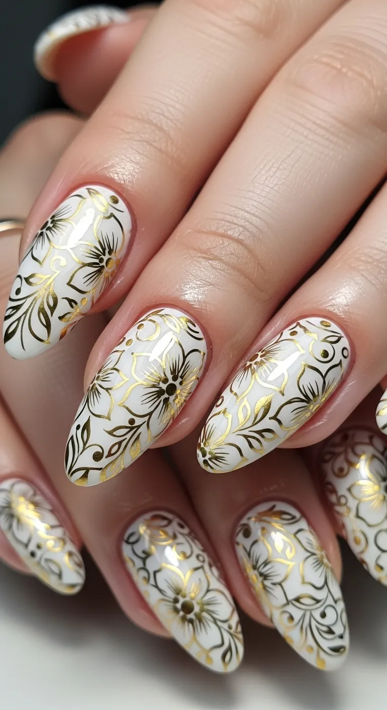 White with Gold Floral