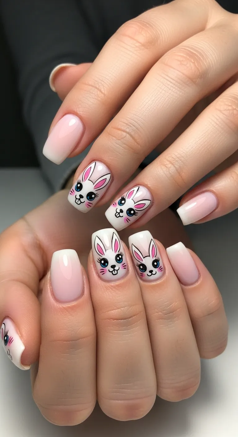 Bunny Face Nail Art