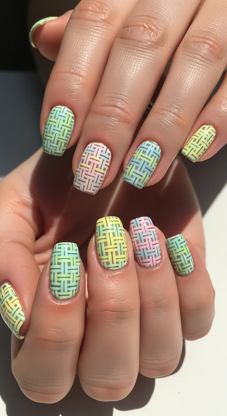 Easter Basket Weave Nail Art