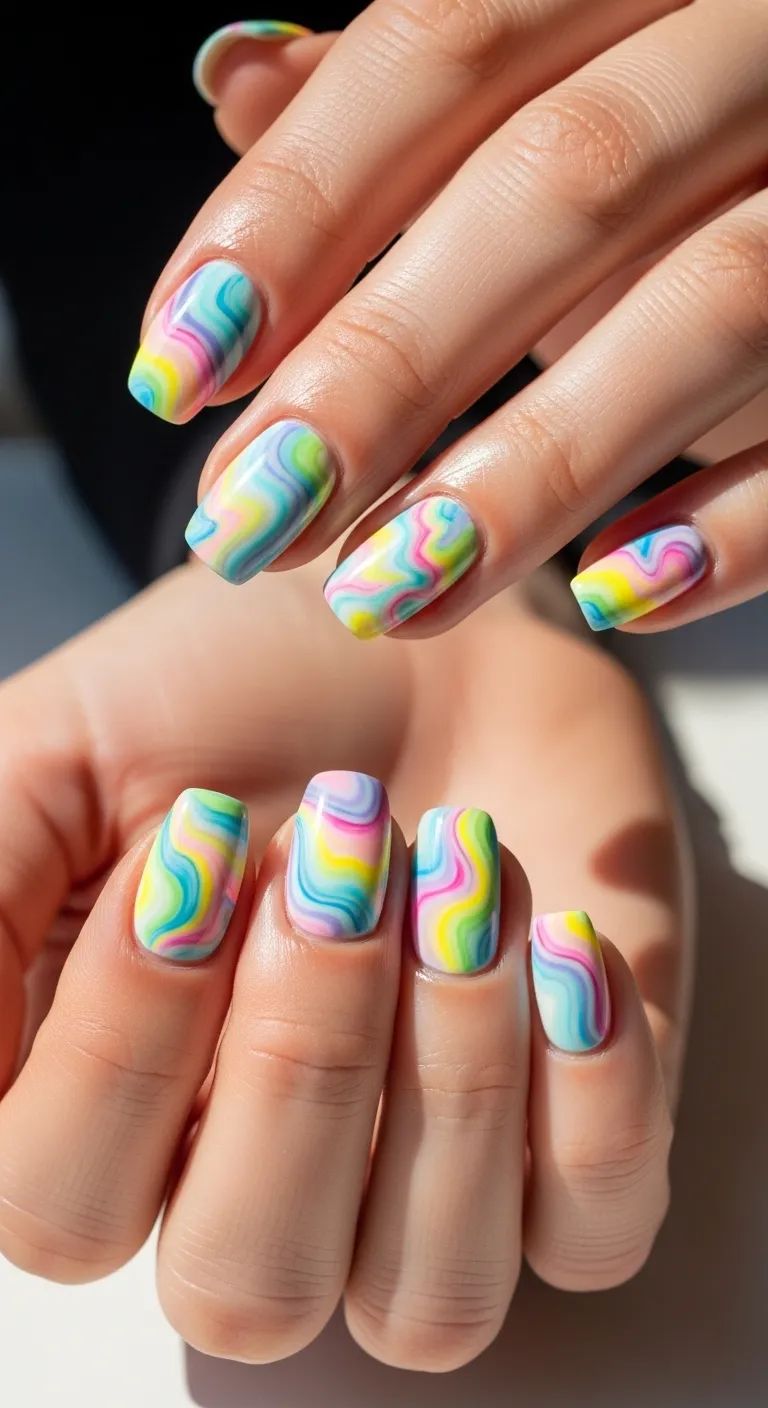 Easter Egg Marble Nails