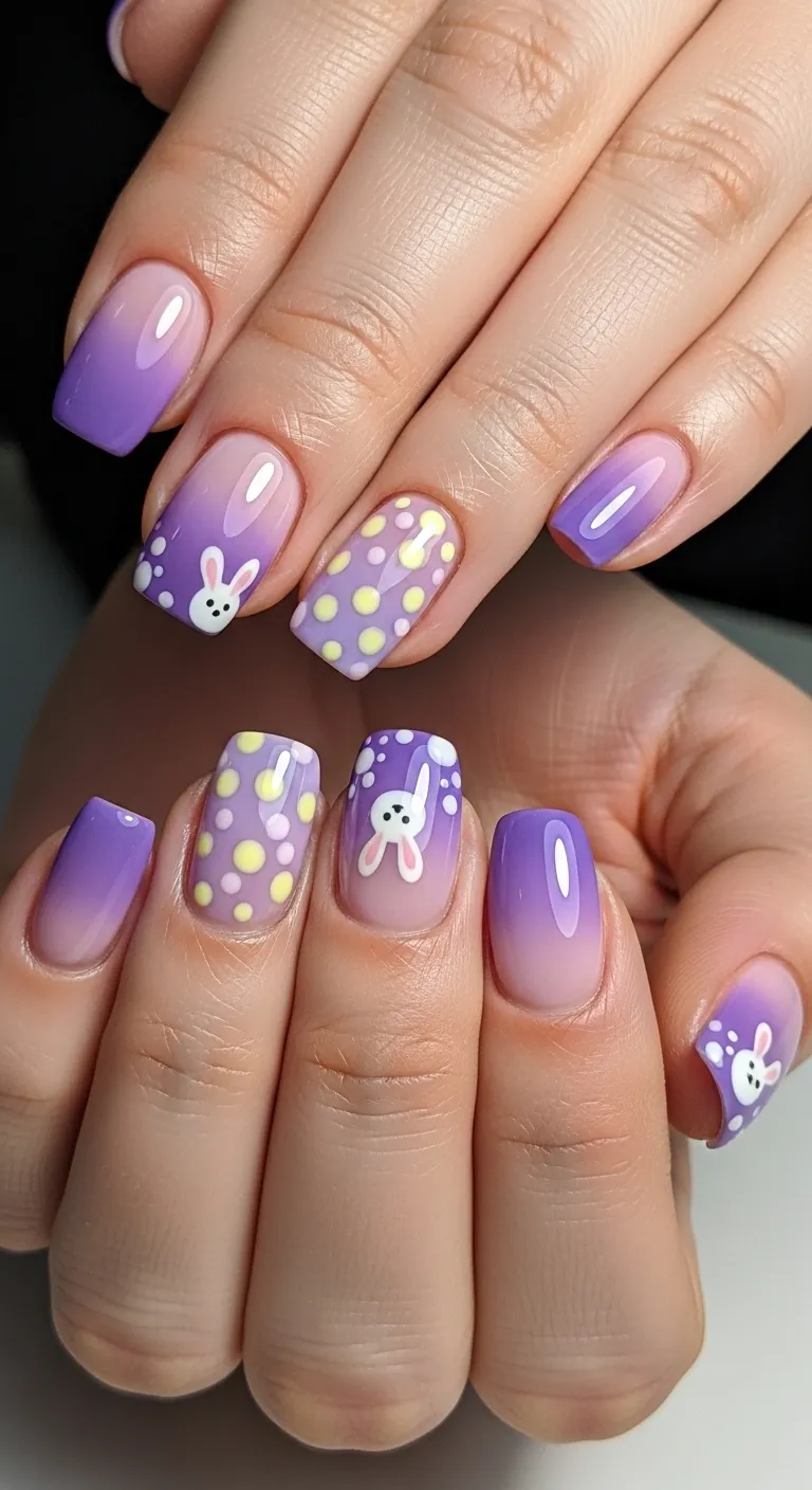 Easter Purple Ombre Nails