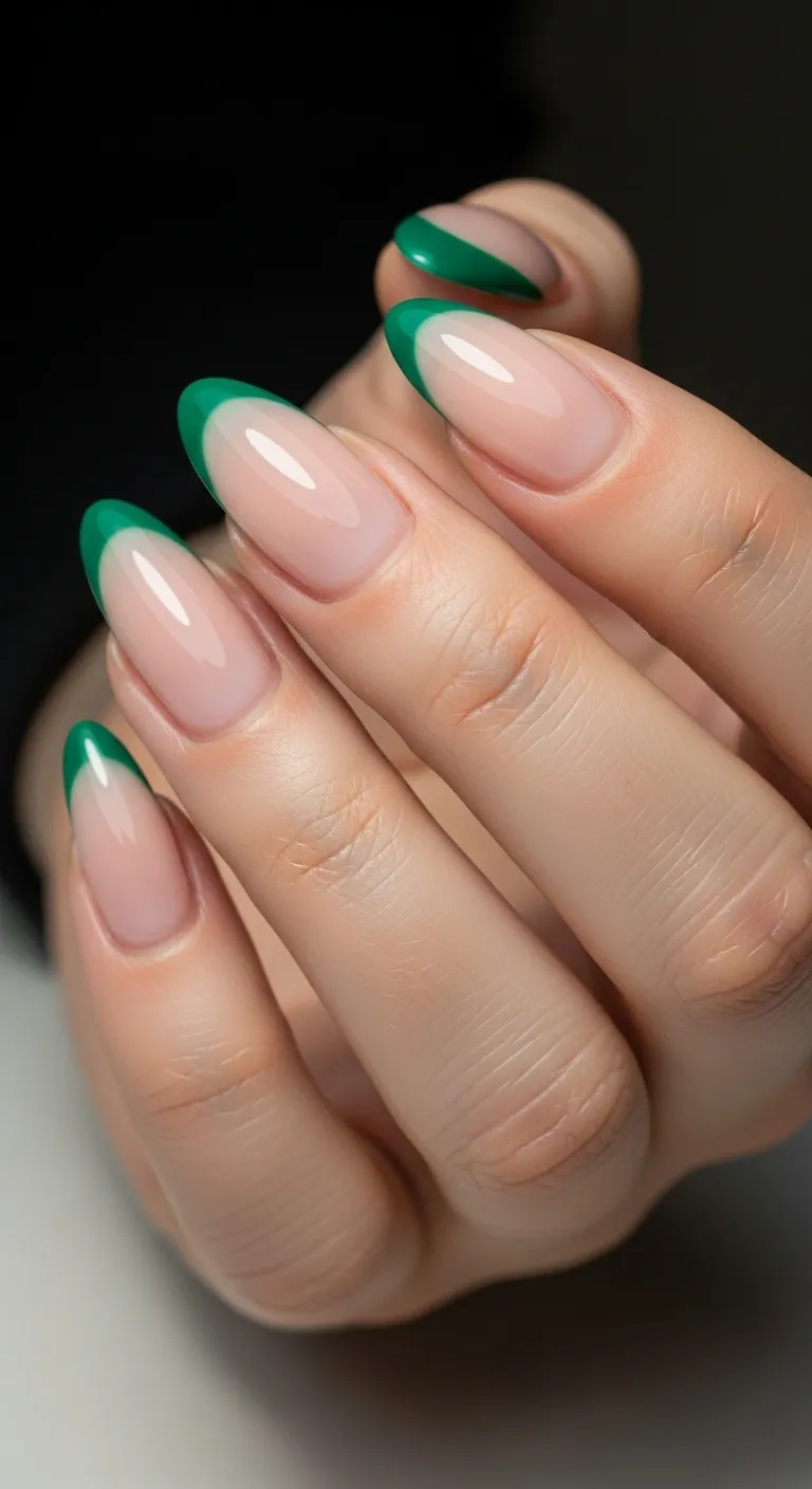 Green French Tip Nails