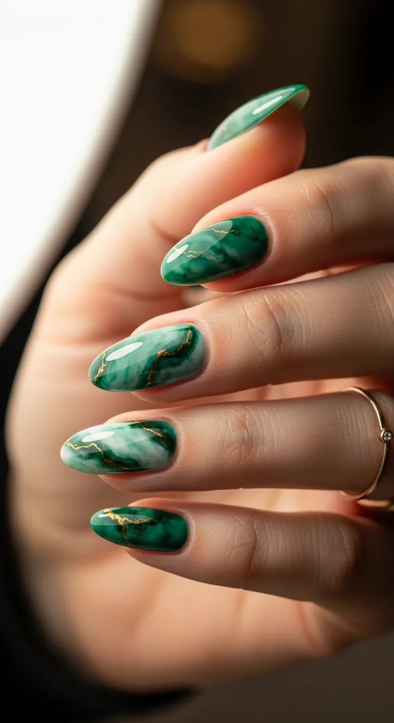 Green Marble Nails