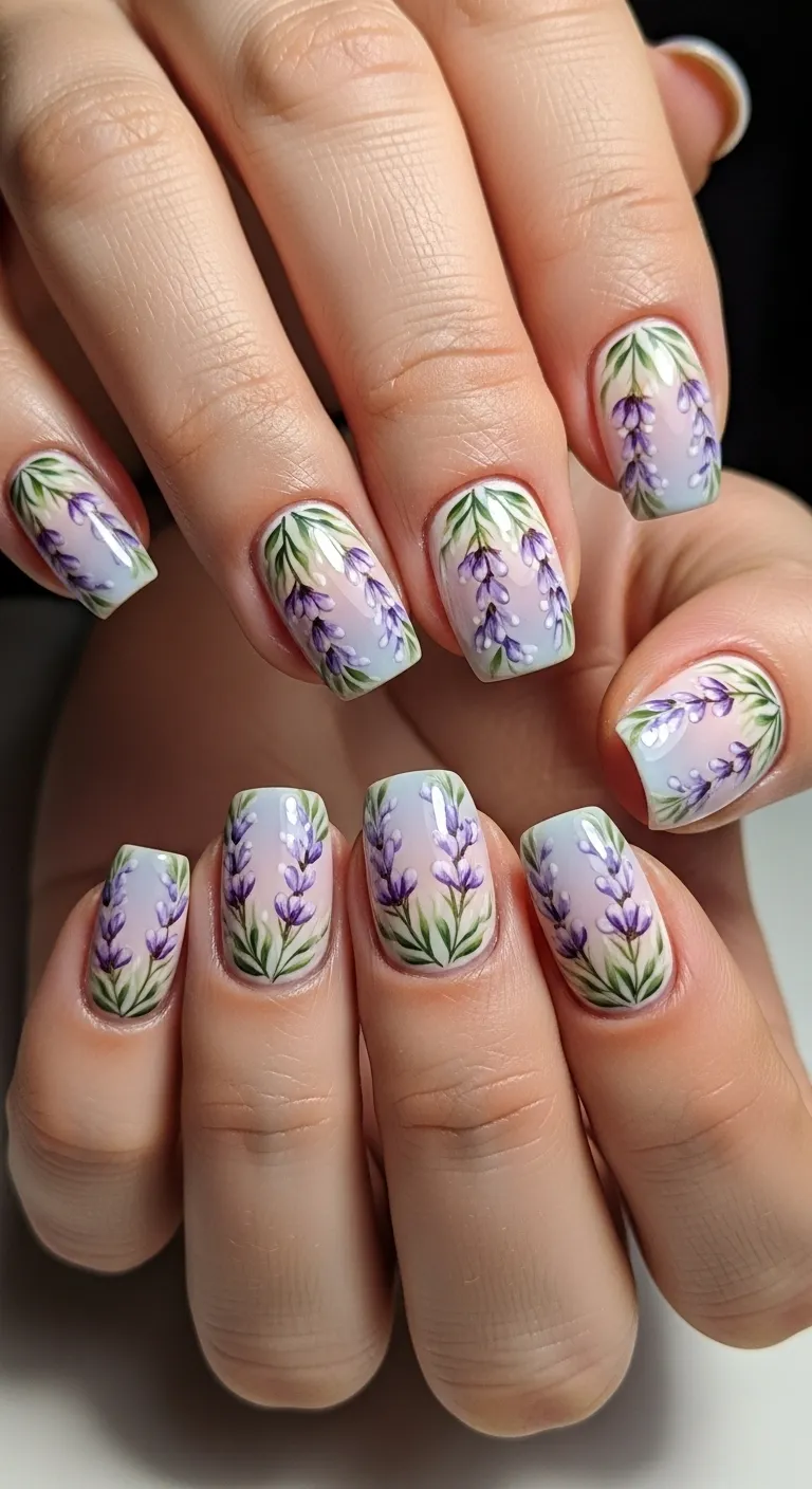 Lavender Floral Nails