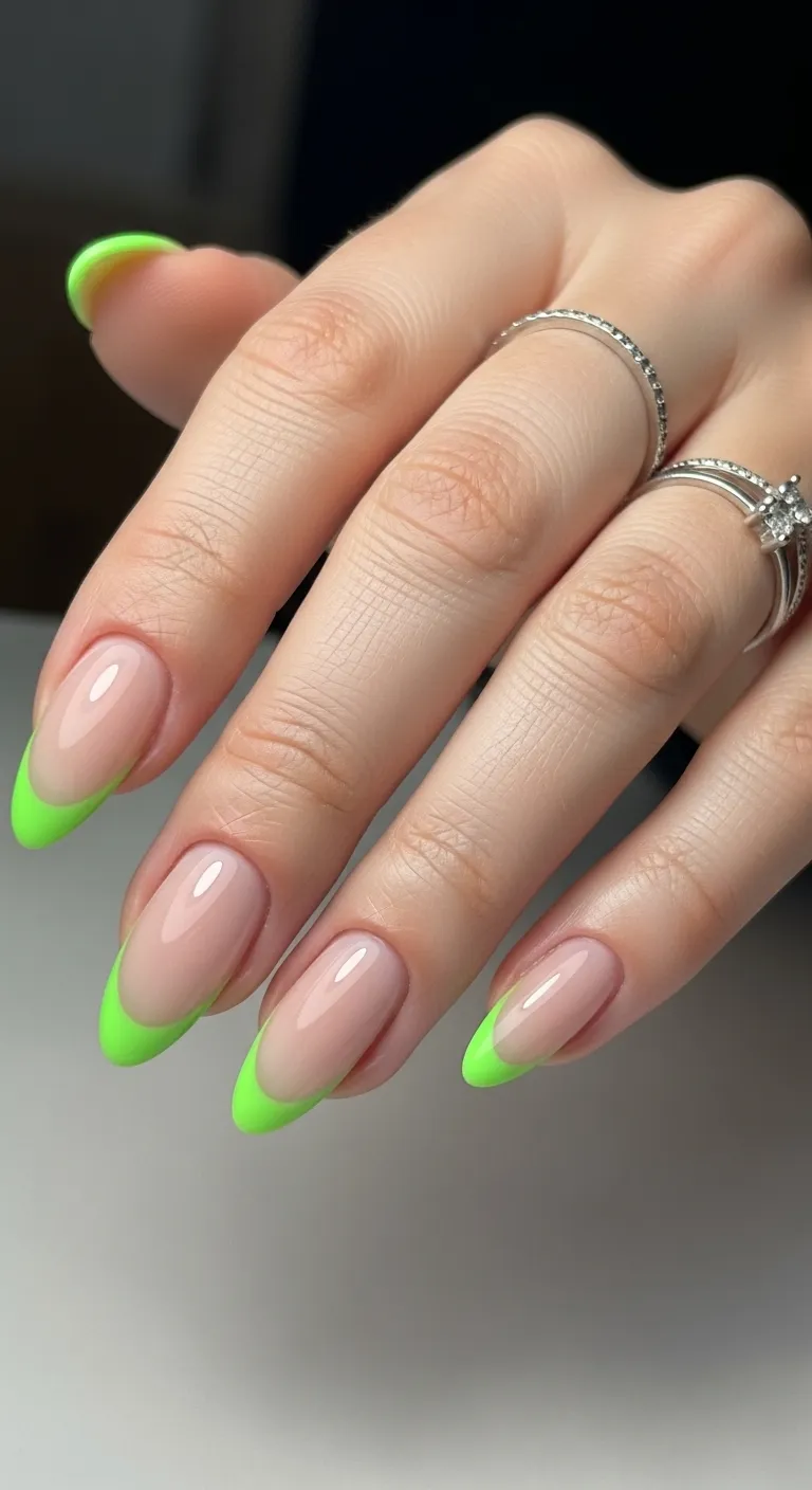 Lime Green French Tips