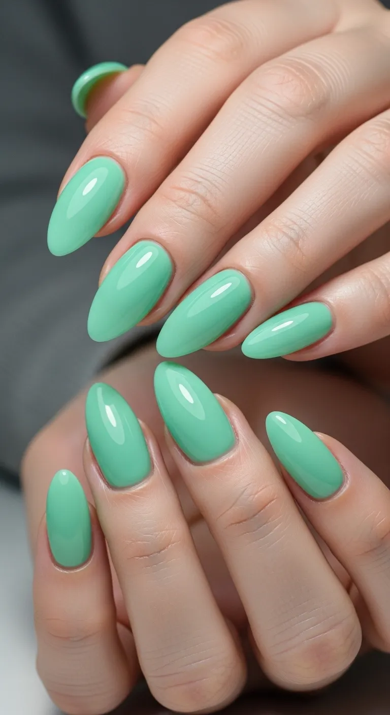 Mint Green Jelly Nails
