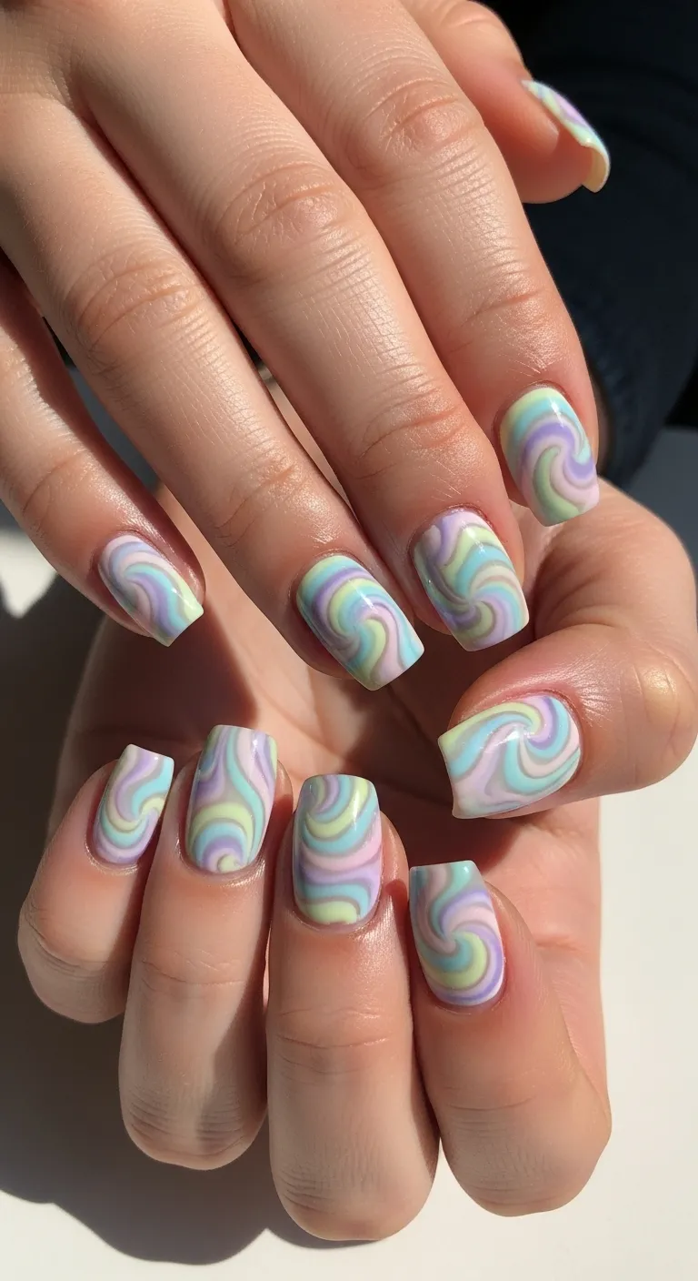 Pastel Swirl Nails