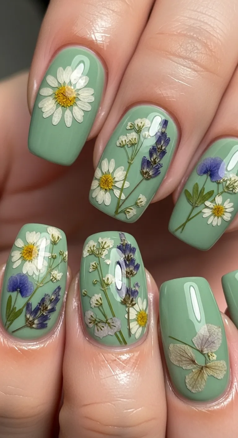 Sage Green with Dried Flower Encapsulation