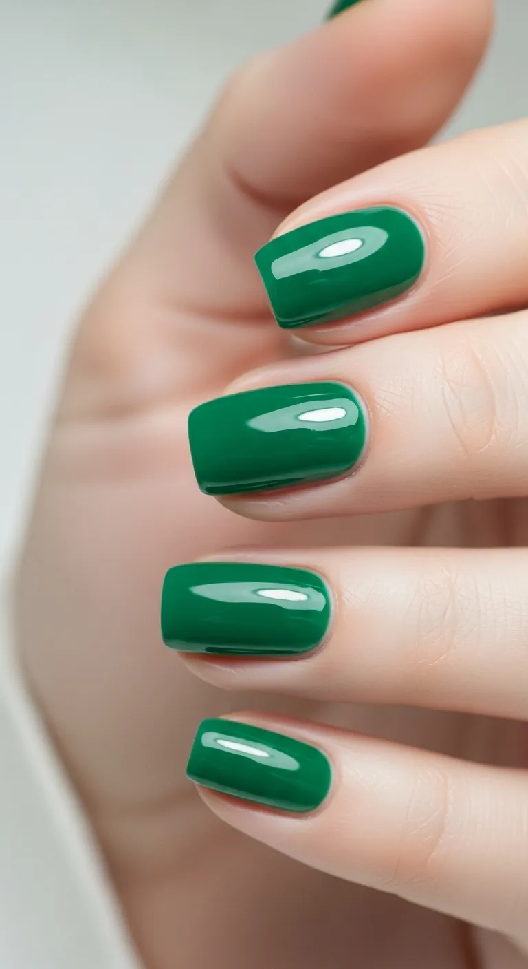 Solid Emerald Green Nails