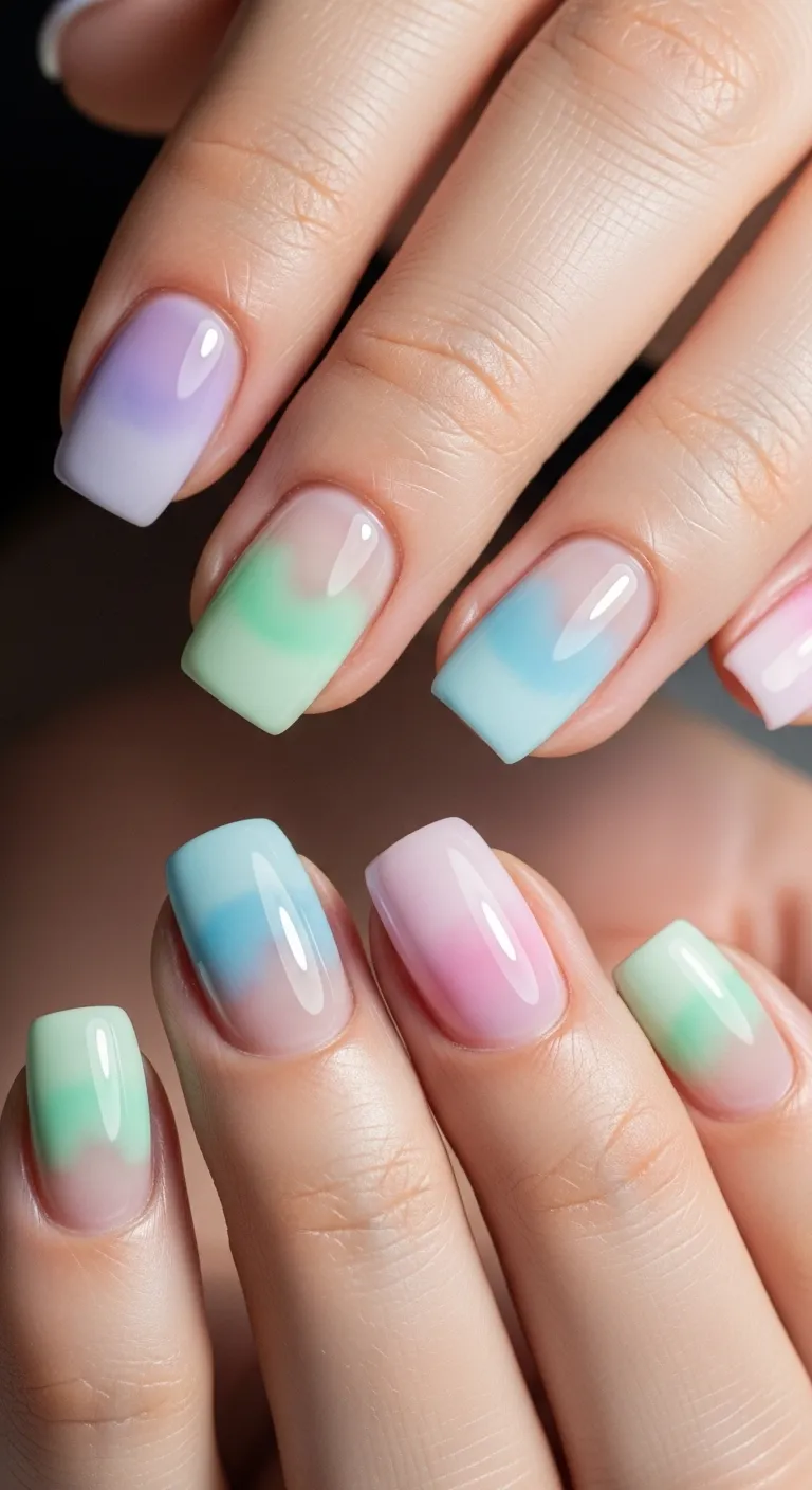 Watercolor Pastel Nails